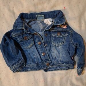 Little Girl Blue Jean Jacket with Embroidered Minnie Mouse Detail